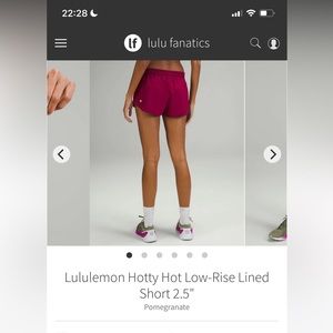 LULULEMON HOTTY HOT SHORTS IN POME SIZE 2